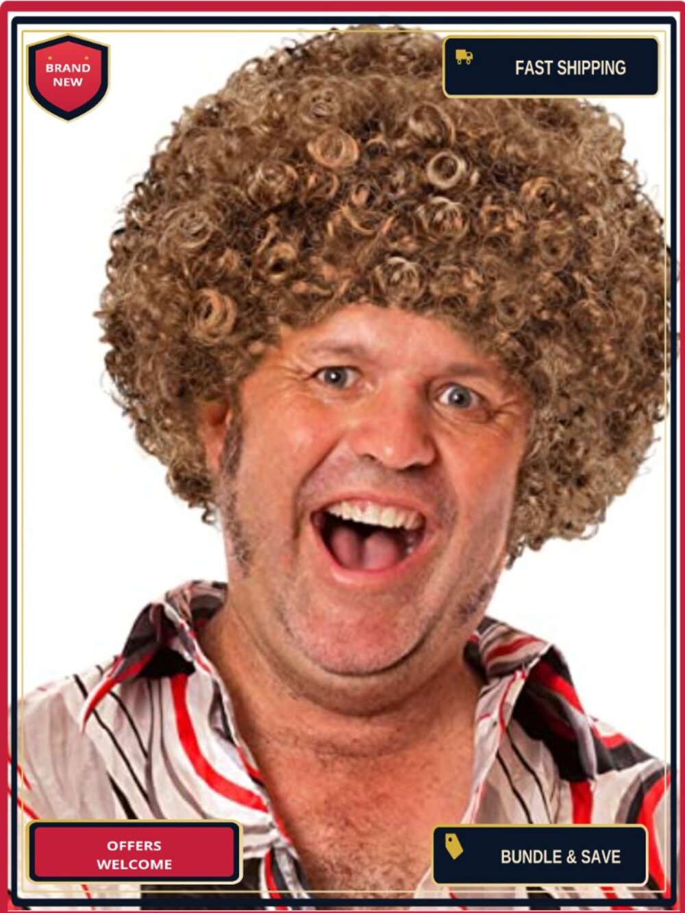HODRME Unisex Short Fluffy Afro Wig Heat Resistant Synthetic Costume